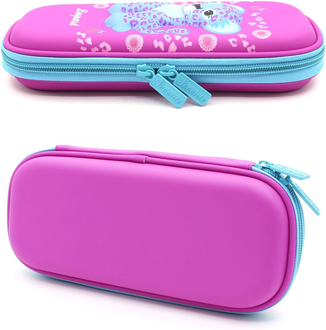 Amazon 筆箱 小学生 中学生 女の子 動物 文房具 ペンケース かっこいい 筆記用具 子供 キッズ ハード ペンポーチ ヒョウ 紫 ペンケース 文房具 オフィス用品