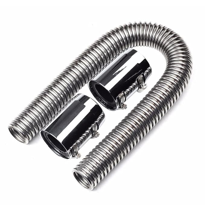 24" Stainless Steel Radiator Flexible Coolant Water Hose Kit With Caps