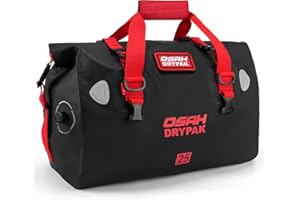 OSAH DRYPAK Waterproof Duffel Bag - Motorcycle Dry Bag Tail Bag with Large Storage Space, Waterproof Luggage Duffle Bags with Outer Mesh Zipper Pocket for Camping, Kayaking, Fishing & Traveling