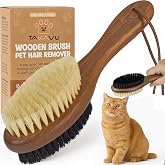 TAKAVU Double-Sided Cat Brush, Natural Boar Bristle Grooming Brush | Gentle Grooming Tool for Kittens &amp; Pets, Reduces Loose Hair, Adds Shine, Soft Natural Bristle on Skin, Wood Handle