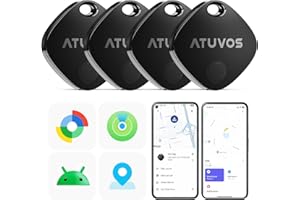 ATUVOS Dual System Air Tracker Tag PRO 4 Pack, Smart Item Finder Works with Android Google Find Hub or iOS Apple Find My APP 