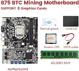 Oikabio B75 Mining Motherboard CPU RAM SSD SATA Cable Thermal Grease 8 USB3.0 view 4