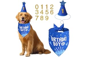 Agroon Dog Birthday Party Supplies, Blue Dog Birthday Set with Hat Bandana Numbers for Large Medium Boy Pets Puppy