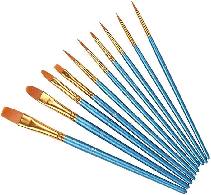Set 10 Pcs Professional Fine Paint Brush Art Craft