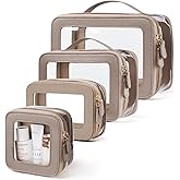 Oaque 4 Pcs Clear Cosmetic Bag Set for Women Makeup Bag with Handle, Travel Toiletry Bag Transparent Cosmetic Case Portable Make Up Organizer Bag for Essentials