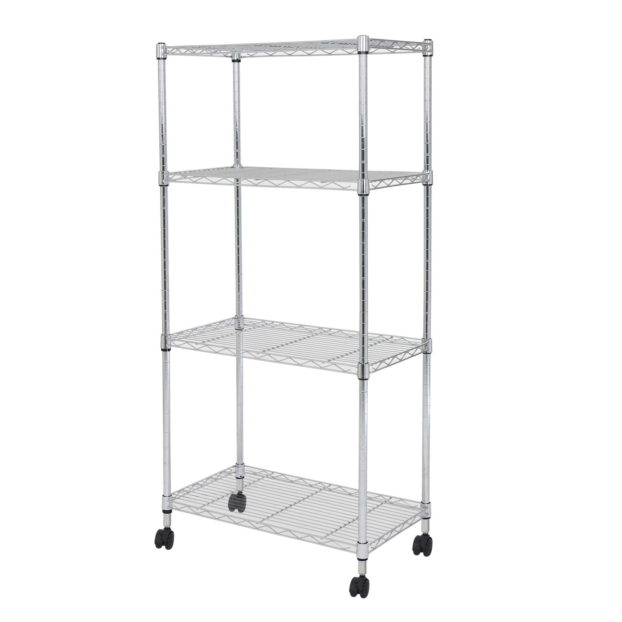 ドウシシャ メタルルミナスラック キャスター付き スチールラック幅60 4段 EL19-12604 軽量で組立簡単工具いらず 幅59.5×奥行き34.5×高さ124.5cm 棚板耐荷重80kg 全体耐荷重320kg 頑丈 防錆加工 ポール径19mmパーツ対応 キッチンラック 隙間収納商品画像