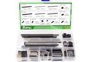 Ruibapa 78 PCS 2.54mm Male and Female Pin Connector Assortment Kit Includes 9PCS Breakaway Pin and 69pcs Stackable Shield Header