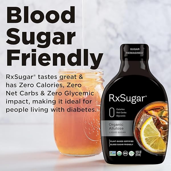 RXSUGAR DELICIOUS PLANT-BASED ORGANIC SINGLE PACK LIQUID SUGAR, 16 OZ | ALLULOSE SWEETENER