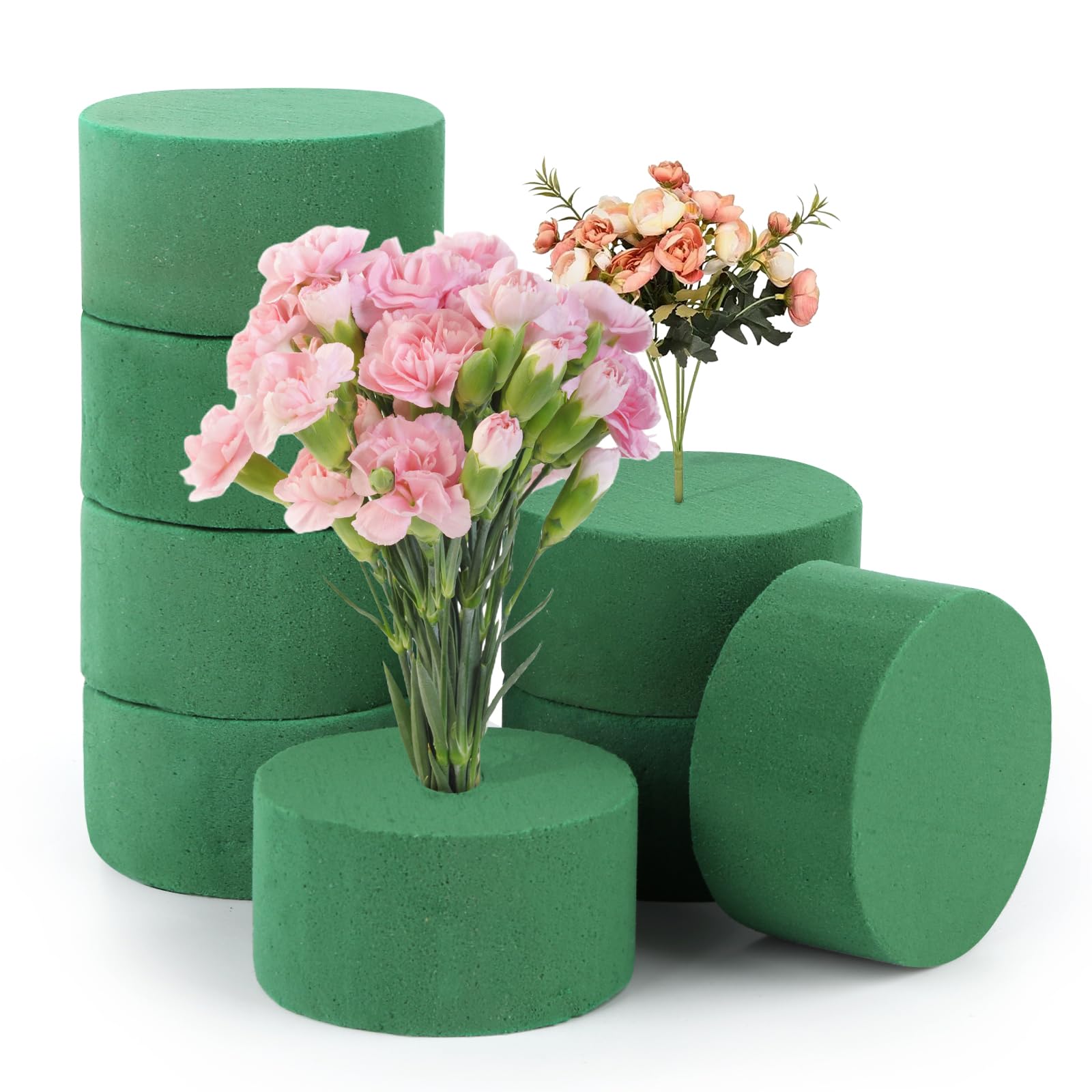 Aubess 8 Pcs Floral Foam, 8x4cm Cylindrical Florist Foam, Wet and Dry Flower Foam, Floral Foam Block for Artificial Flowers, Flower Shop Arrangements, Wedding Decorations and Floral Art