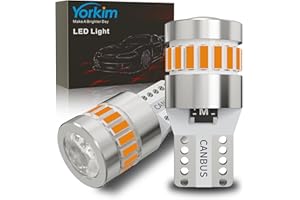 Yorkim 194 LED Bulb 6300K Amber Yellow, 168 2825 W5W T10 LED Light Bulb Error Free for License Plate, Dome, Map, Courtesy, Side Marker Lights, Pack of 2