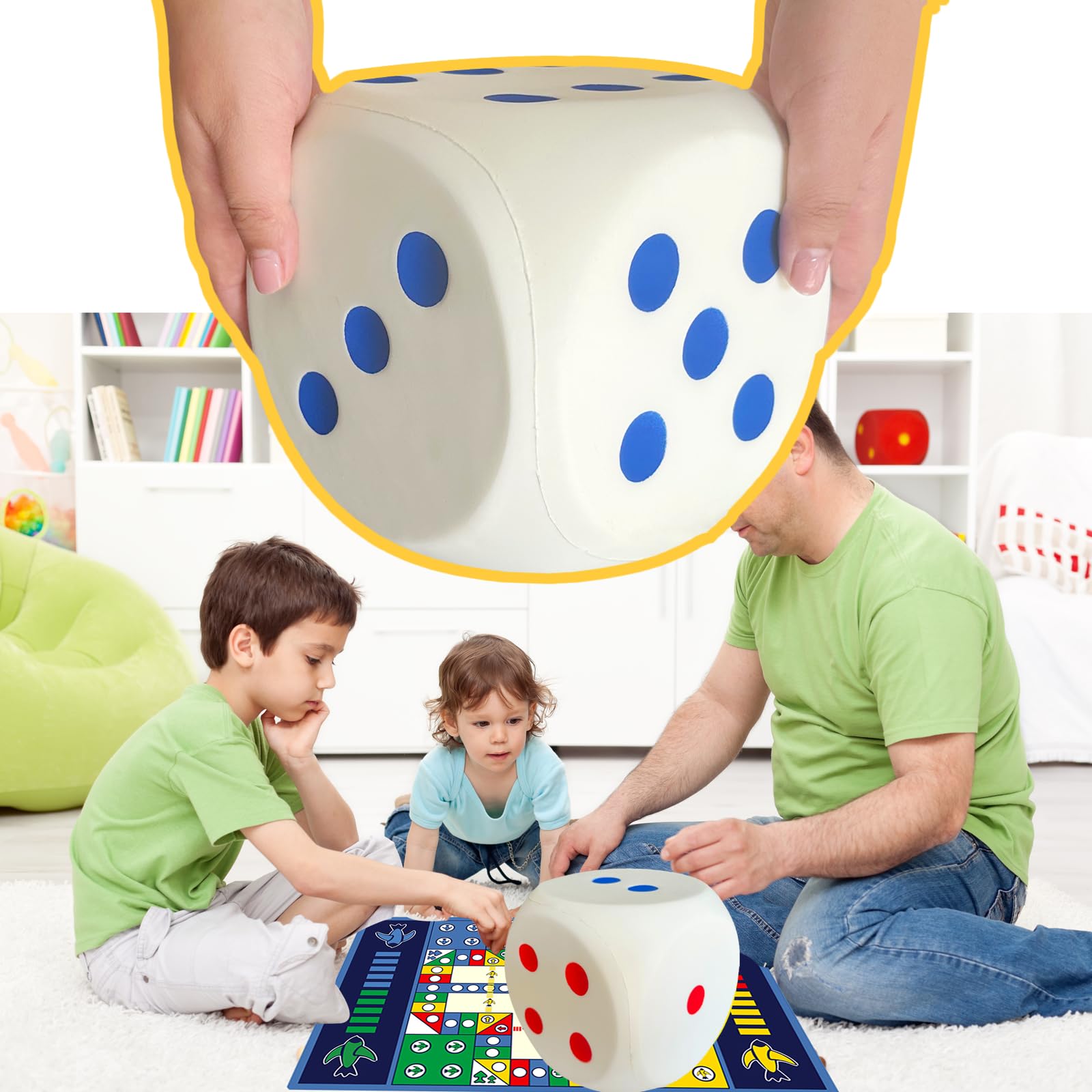 5.9 Inches Jumbo Foam Dice, A Fun-Filled, Educational Giant Toy for Game Nights and Learning Sessions (Lucky White)