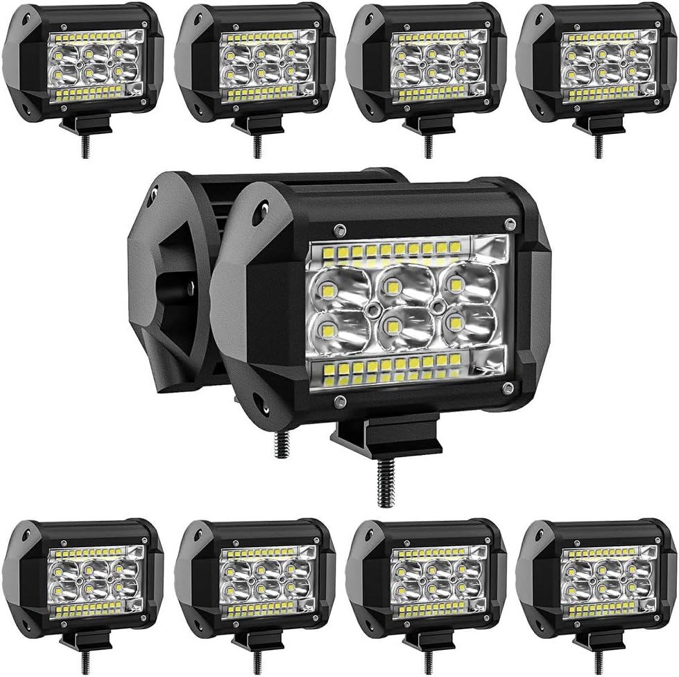 San Young 78W LED Pods Light Bar 10PCS 4 inch LED Light Pods Spot Offroad Lights Bar Combo Beam, high Brightness led Light Bars for Trucks Off-Road SUV Tractor Rv ATV UTV Boat Lighting: Automotive