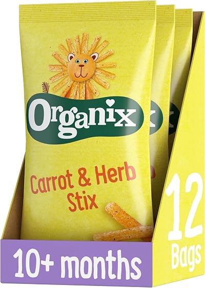 Organix Carrot Stix Organic Toddler Snack Corn Puffs 60 g Pack