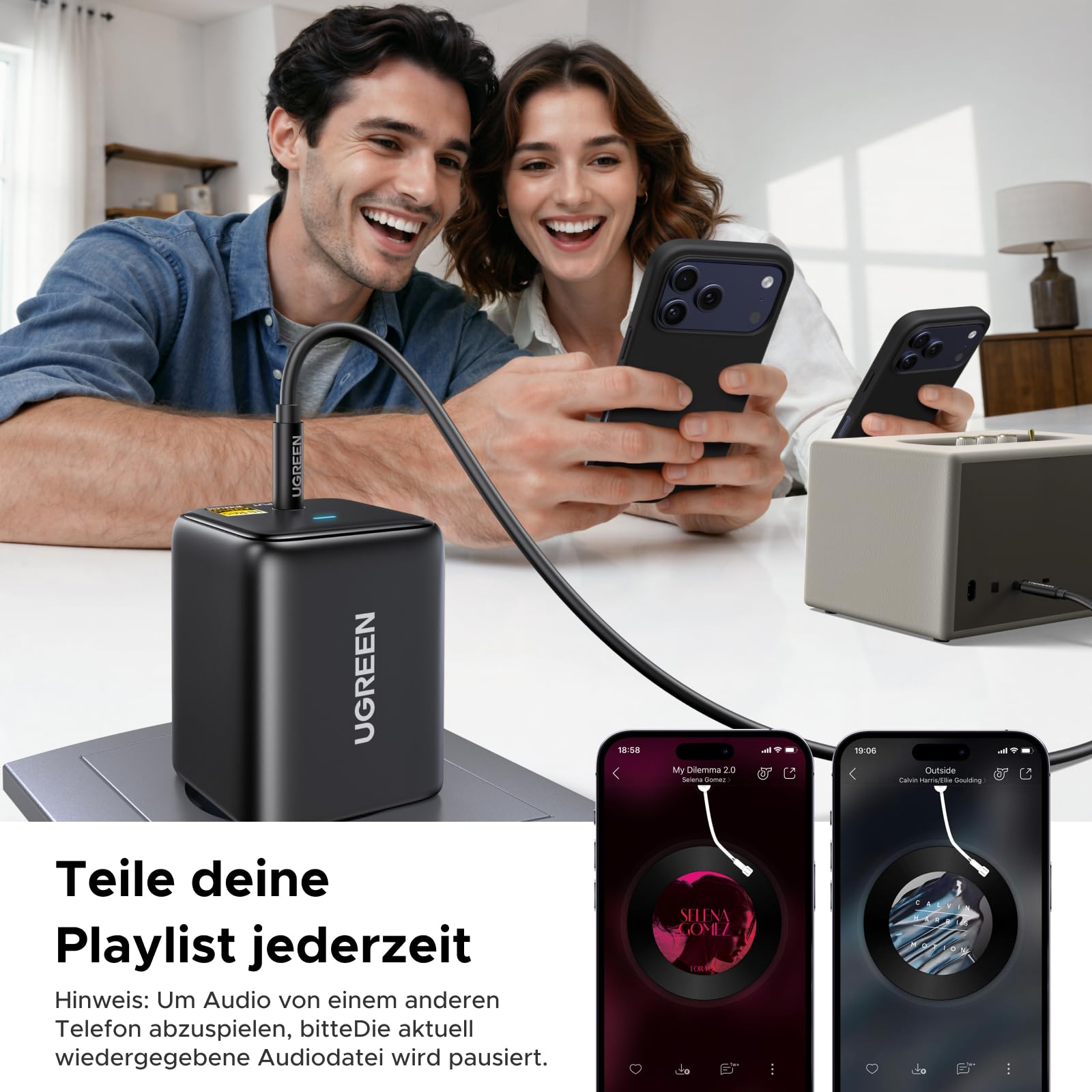 UGREEN Hi-Res Bluetooth 6.0 Adapter mit LDAC, Plug und Play Bluetooth Empfänger, 3,5 mm AUX Adapter für Stereoanlage, Verstärker und Lautsprecher, 10 m Reichweite mit geringer Latenz 7