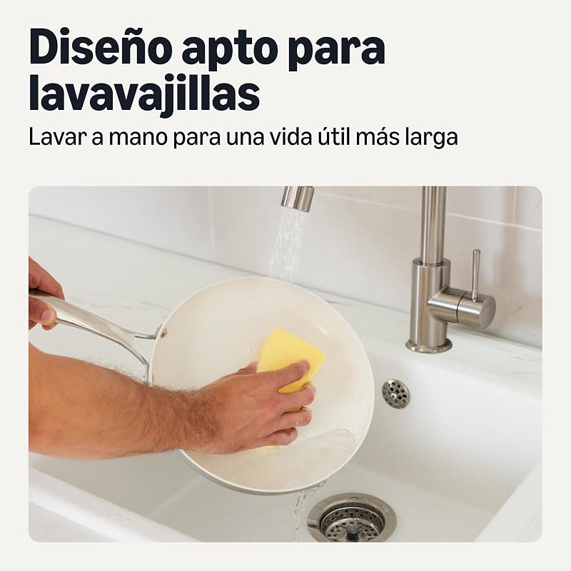 Batería de Cocina Antiadherente de Cerámica, Juego de 8 Piezas de Ollas y Sartenes, Aptas para Lavavajillas y Horno, Compatibles con Todo Tipo de Fuegos, Gris Lino