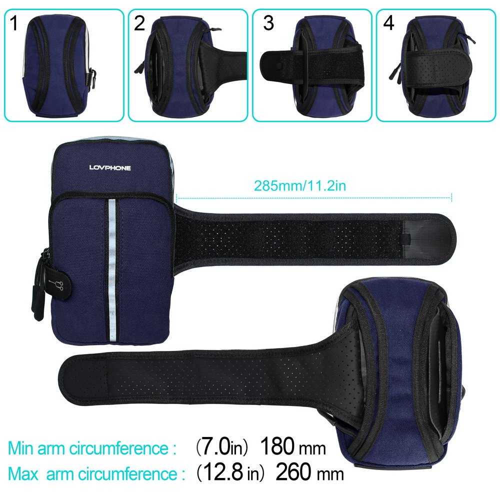 Sport Running Armband,Lovphone Outdoor Exercise Gym Case with Double Pocket & Sweatproof & Waterproof Multifunctional for iPhone 7/6/6s/5/SE/iPod, Galaxy S5/S4/S3 Or More