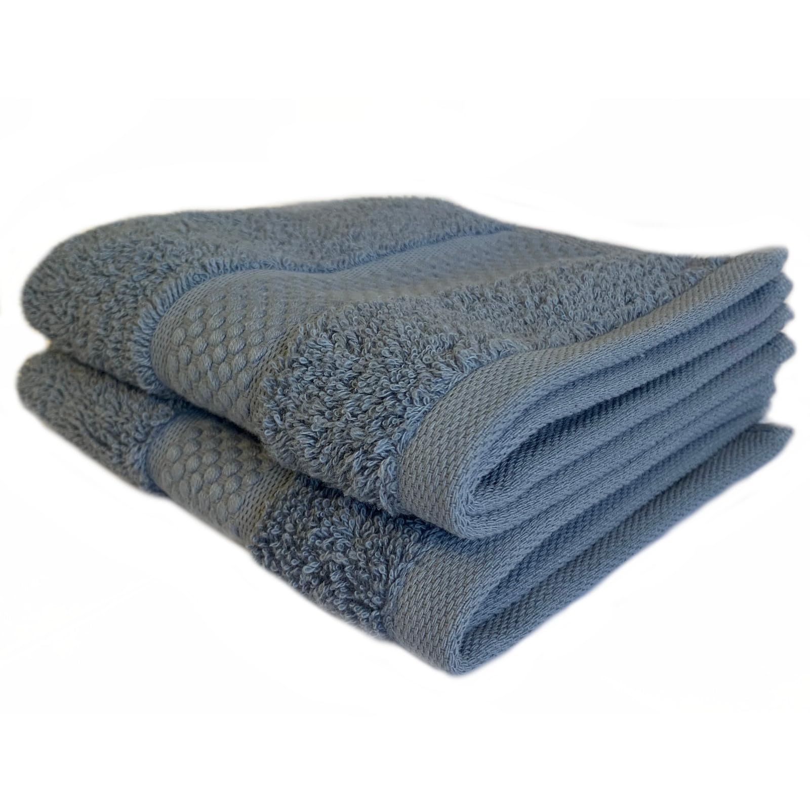 Sue Rossi Face Cloths Pack of 2 or 6, Turkish Combed Cotton, 30cm x 30cm Wash Cloth Fingertip Flannel, Soft & Absorbent, 600gsm Thick Bathroom Towels Set (Pacific Blue, 2)