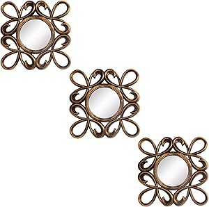 Small Square Decor Wall Mirrors Set of 3 Home Accessories for Bedroom, Living Room & Dinning Room (MS004)
