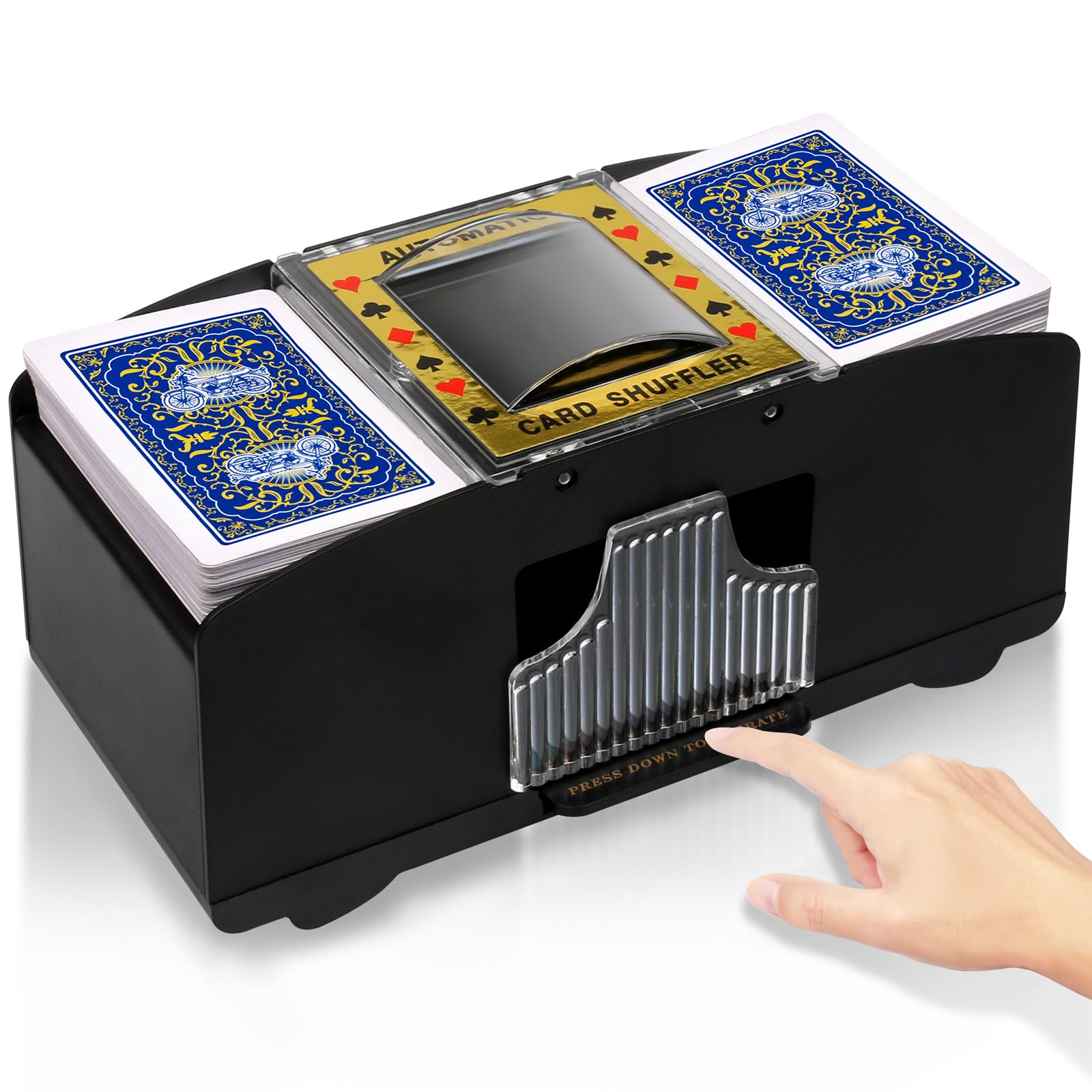 Zhiwei Automatic Card Shuffler Machine 2 Deck, Electronic Casino Poker Card Shuffling, Battery Operated Electric Playing Card Shuffler for Family Party Poker/Texas Hold'em/Casino