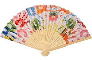 MKYSZLT Handheld Folding Fan,Rave Held Hand Foldable Clack Fans,Bamboo Cooling Chinese Fan for Women Dance Music Festival Wedding Concert Decorative Party Gifts (Graffiti)