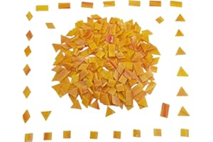 BTMIEY 4 Shapes Mixed Glass Mosaic Tiles,Square+Diamond+Triangle+Rectangle 220 PCS Stained Glass Mosaic Pieces for Handmade Art Crafts and Home Decoration (Ginger)