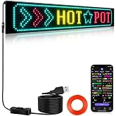 KJOY Programmable Huge Bright LED Signs, 27''x5'' USB 5V, Bluetooth App Control Custom Text Pattern Animation, Scrolling, Flexible LED Display for Car Store Party Bar Hotel