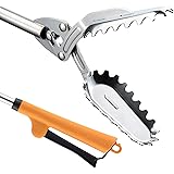 FTH All Stainless Steel Grabber Reacher Pickup Tool Heavy Duty Trash Picker Log BBQ Fireplace pits Snake Tongs