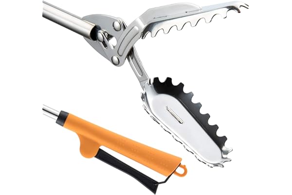 FTH All Stainless Steel Grabber Reacher Pickup Tool Heavy Duty Trash Picker Log BBQ Fireplace pits Snake Tongs… (40 inch)