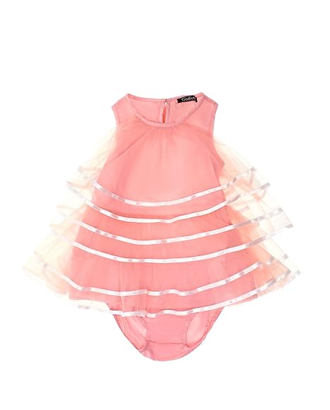 Gulliver Baby Mädchen Kleid | Farbe Hell Rosa | Ärmellos | Lockere Passform | Tüllrock | für 9-24 Monate