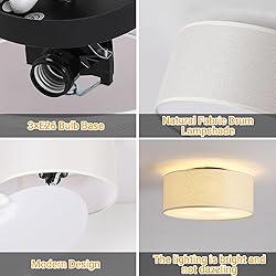 JIWUZHI 3-Light Semi Flush Mount Ceiling Light