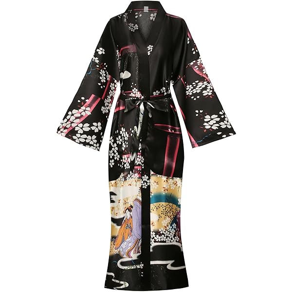 BABEYOND Kimono Lungo Floreale In Raso Setoso Per Donna – Vestaglia Copriabito Leggera Per Matrimonio, Addio Al Nubilato, Damigella – Taglia Unica, Verde