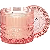 Chloefu LAN Rose Candle, Pink Candles Gifts for Women, Large 2-Wick Sandalwood Scents for Home, Strong Scented Candles for Home Decorative, Romantic Candle Gifts for Valentine's Day, Anniversaries