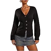 GORGLITTER Women's Old Money Cardigans Button Up V Neck Long Sleeve Fall Trendy Knitwear Quiet Luxury Clothes Sweater