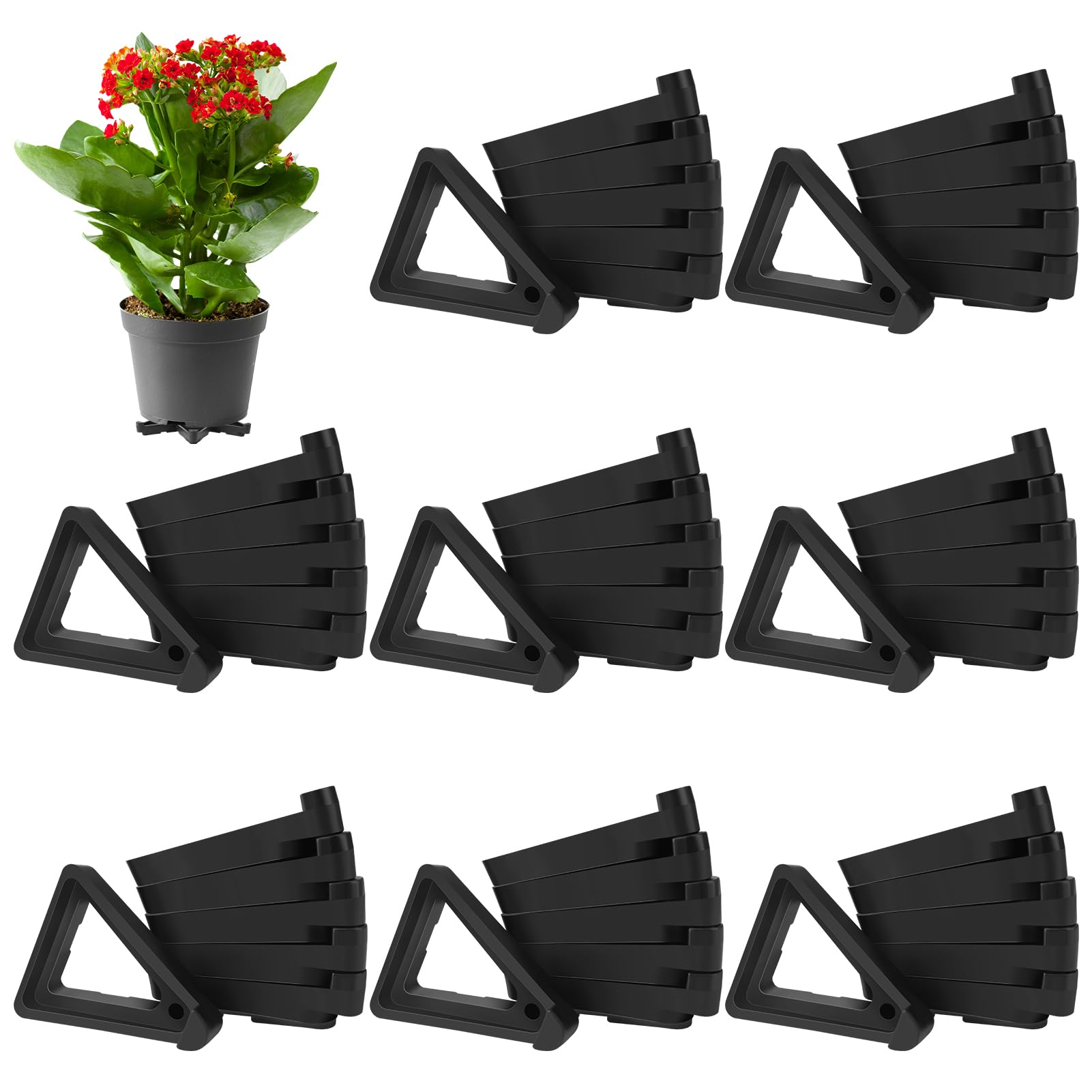 Meng Jiaran 48 Pcs Invisible Triangular Pot Feet Breathable Plastic 3.5cm Plant Stand Risers Prevent Rot Pots Toes for Small Large Pots Indoor Outdoor