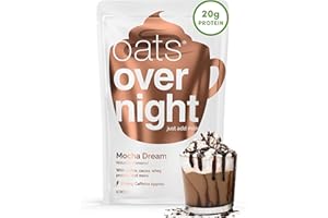 Oats Overnight - Mocha Dream - 20g Protein, High Fiber Breakfast Shake 100mg Caffeine - Gluten Free, Non GMO Oatmeal (2.7 oz per meal) (8 Pack)