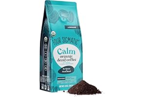 Organic Decaf Ground Coffee by Four Sigmatic|Swiss Water Decaf Coffee Ground|Decaffeinated Coffee with Chaga & Reishi Mushroom Extracts|Decaf Coffee for Immune Support & Stress Relief|12oz Bag