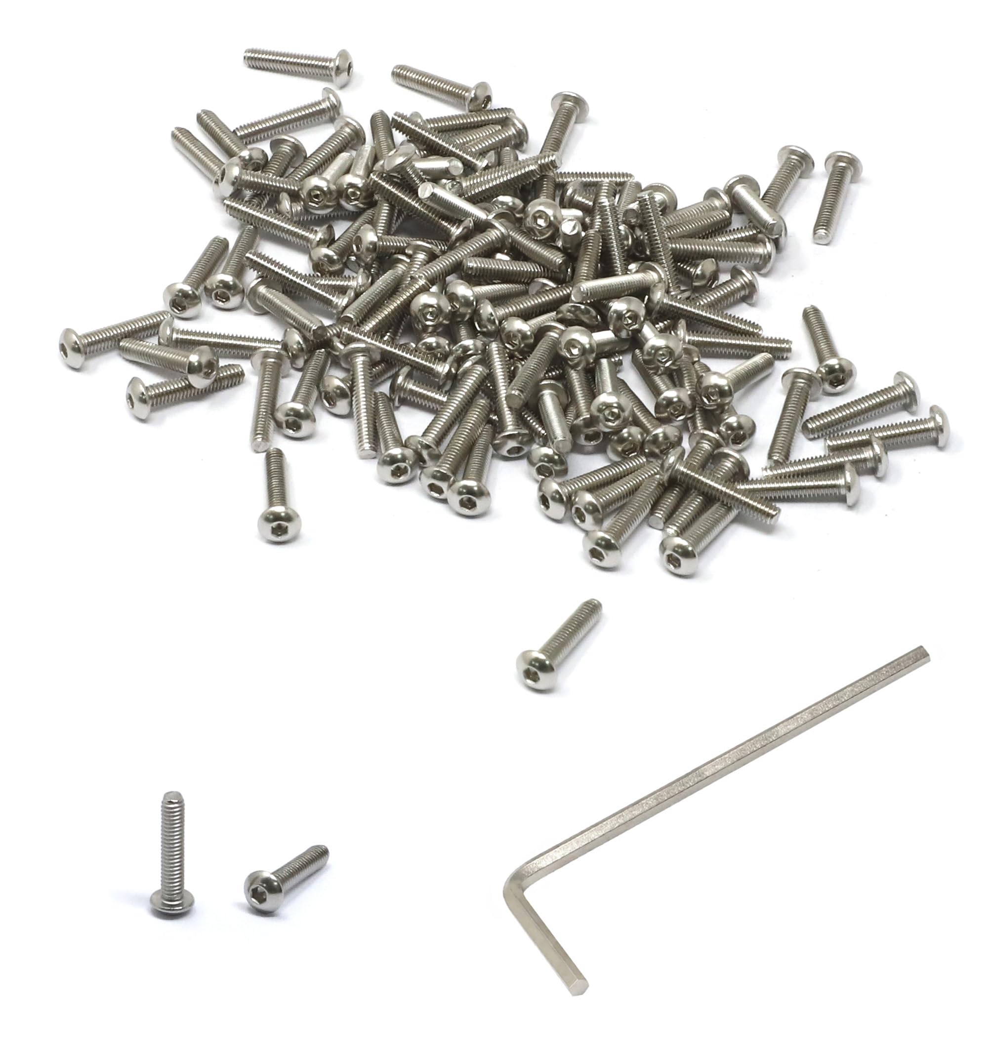 Photo 1 of iexcell 100 Pcs M2.5 x 12mm Thread Pitch 0.45 mm Stainless Steel 304 Hex Socket Button Head Cap Screws Bolts Kit