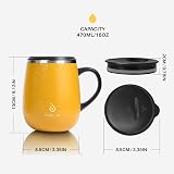 Ideus Coffee Mug 470ml Double Wall Vacuum Stainless Steel Leopard Yellow view 5