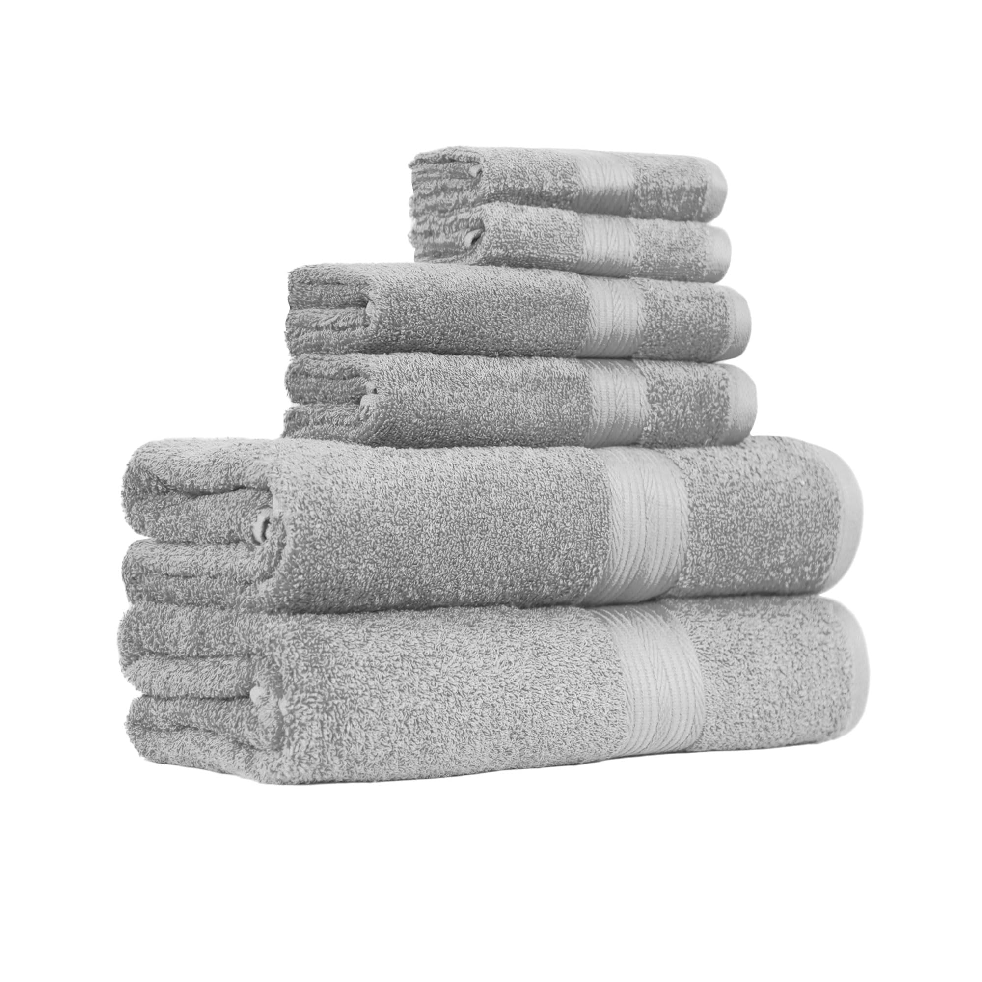 Photo 1 of Amazon Basics 6 Piece Oversized Fade resistant Towel set, 100% Cotton towels for bathroom, soft and absorbent, 2 Bath Towels, 2 Hand Towels and 2 Washcloths bathroom towel set, Gray