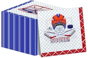 HEGBOLKE 100Pcs Hockey Napkins for Hockey Party Supplies - 13 x 13 Inches Ice Hockey Napkins, Hockey Party Favor Napkins for Kids Boys Fans Sports Hockey Party Decorations
