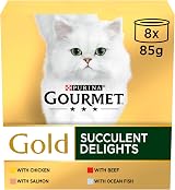 Gourmet Gold Succulent Delights Wet Cat Food 8x85g Pack of 6