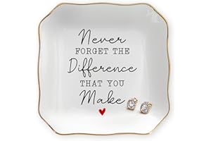 OASSIE Christmas Thank You Gifts for Women - 4"x4" Ceramic Jewelry Dish Tray - Appreciation Birthday Gifts for Women Employee Coworkers Teacher Boss Lady Manager Nurses, Retirement Gift for Woman