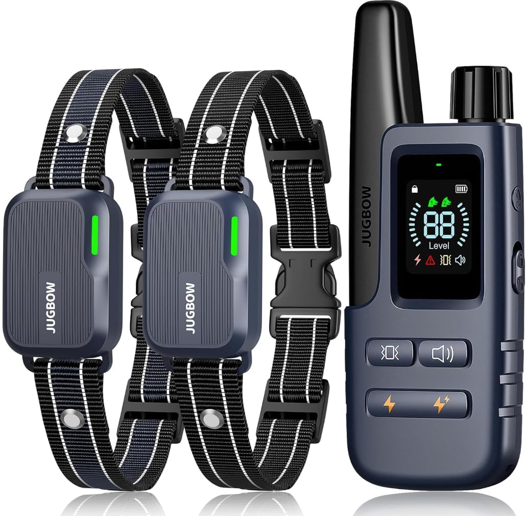 Photo 1 of Jugbow Shock Collar for 2 Dogs - 4200FT Dog Training Collar with Remote IPX7 Waterproof Electric Collar with 4 Training Modes, Security Lock E-Collar for Large Medium Small Breeds(Navy Blue)