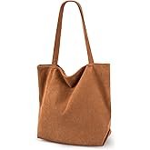 Iioscre Corduroy Tote Bag for Women,Hobo HandBags with Zipper,Large Capacity Casual Shoulder Handbags with Inner Pockets