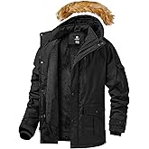 CHEXPEL Mens Winter Jacket Puffy Parka Coat Water Repellent Windproof Warm Thicken Fleece Lined Work Outwear