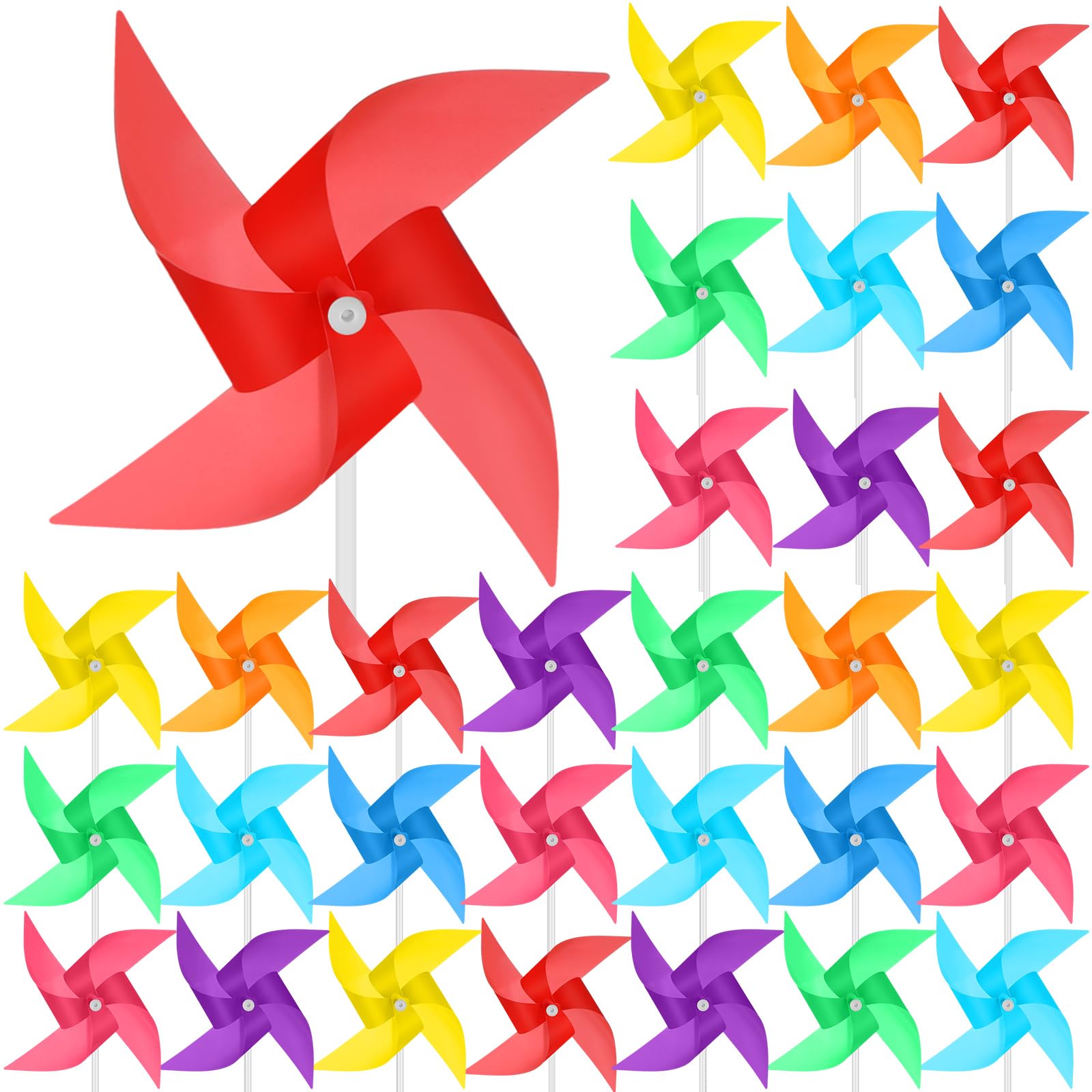 Photo 1 of Foilswirl 160 Pcs Colorful Pinwheels for Yard and Garden Lawn 8 Mixed Colors Plastic DIY Windmill Crafts 4 Vane Wind Spinners Pinwheels Party Favors Gifts for Adults Home Indoor Outdoor Decorations