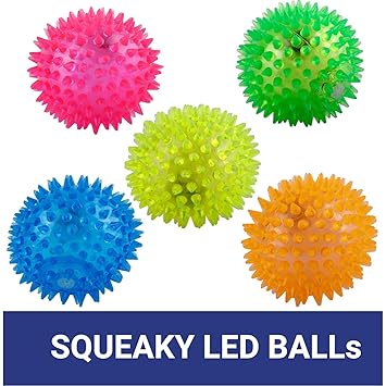 Mr Oreo Rubber Led Spiked Ball Dog Chew Toy, Assorted (Set of 2), 3 Inches