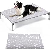 Dog Bed Cot Pad for Elevated Dogs Cot &amp; Crate 40x28 Inch, Only Cover | Waterproof Dog Bed Cover Topper Cooling Pet Couch Protector with White Star, Washable Sheet for Large Dogs Indoor Outdoor