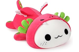 Onsoyours Cute Axolotl Dragon Fruit Plush, Soft Stuffed Animals Axolotl Pitaya Plush Pillow, Kawaii Plushie Toy for Kids (Axolotl Dragonfruit B, 13")