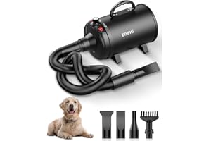EGFKI Dog Dryer, 5.2HP/ 3800W Pet Grooming High Velocity Force Blower with 4 Nozzles, Adjustable Speed and Temperature Dog Hair Dryers for Grooming